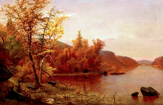 Autumn River Landscape, vintage artwork by Charles W. Knapp, 12x8" (A4) Poster