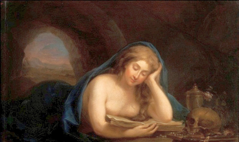 Penitent Mary Magdalene, vintage artwork by Marcello Bacciarelli, 12x8" (A4) Poster