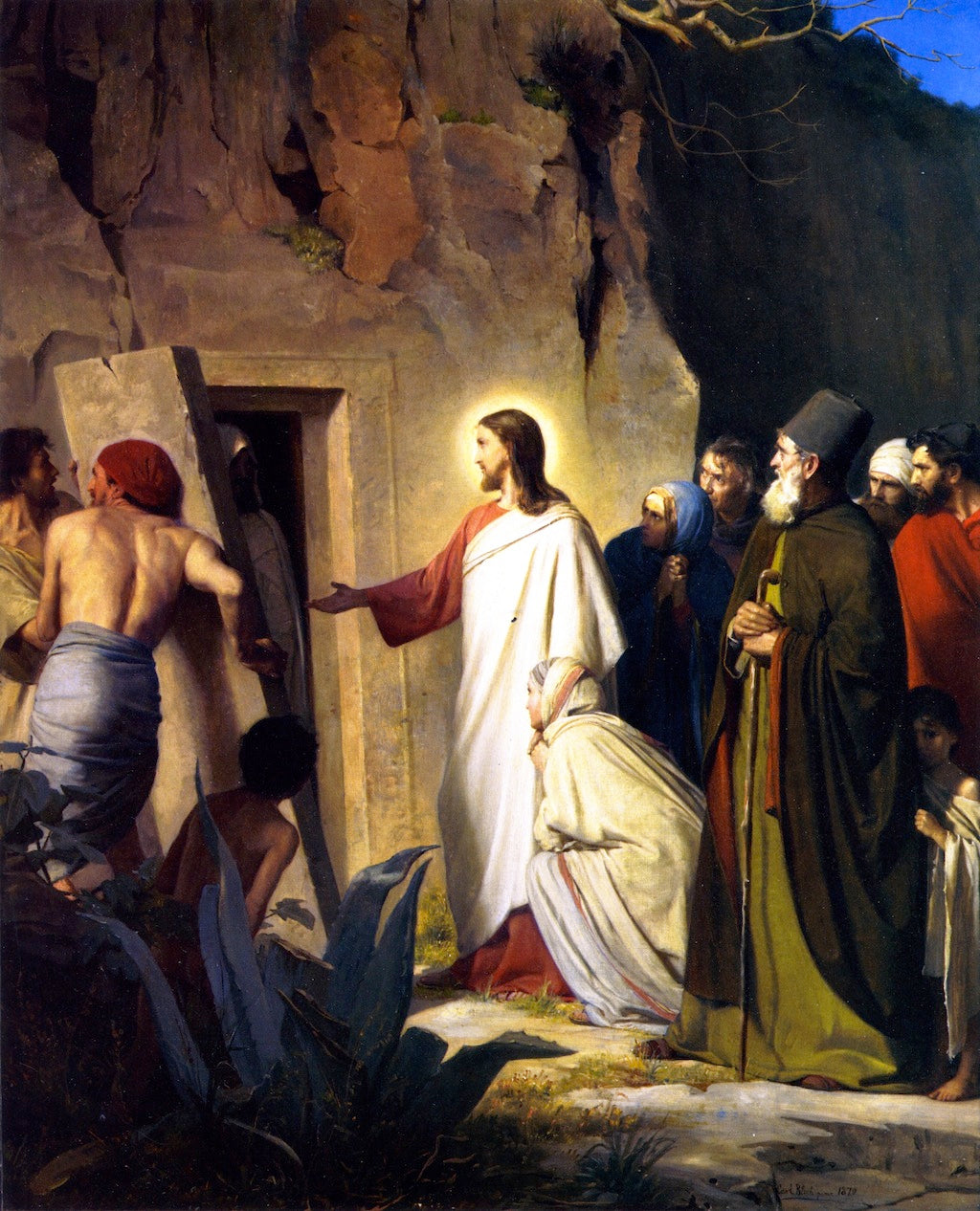 Jesus Raises Lazarus from the Dead, vintage artwork by Carl Heinrich Bloch, 12x8" (A4) Poster