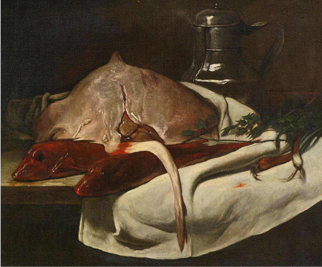 Still Life with Sting Ray and Red Mullets, vintage artwork by François Bonvin, A3 (16x12") Poster Print