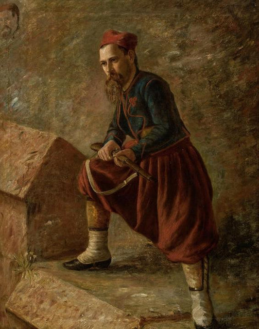 Portrait of a Turkish Soldier with his Rifle, vintage artwork by Niels Simonsen, A3 (16x12") Poster Print