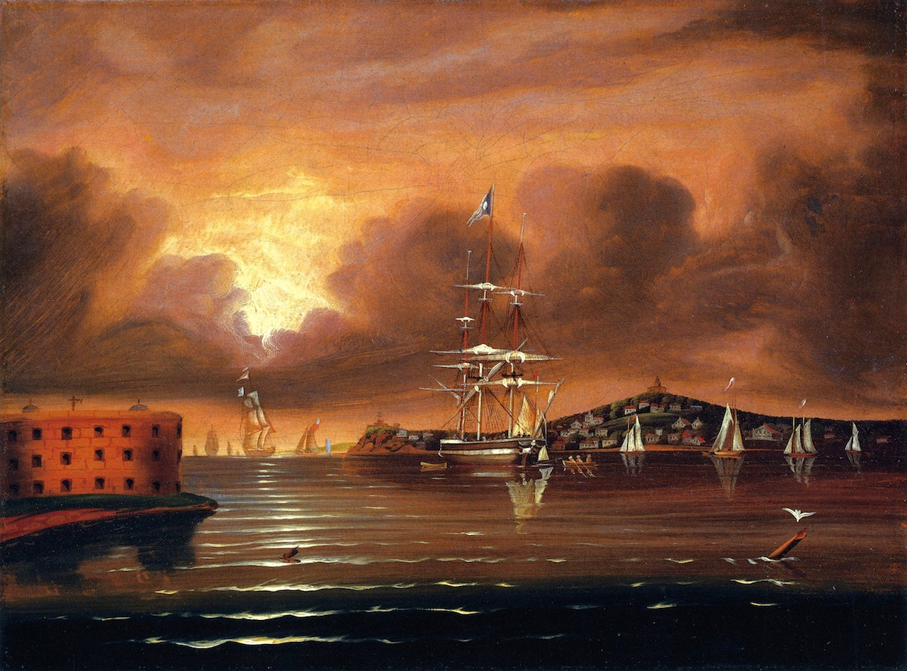 Threatening Sky, Bay of New York, vintage artwork by Thomas Chambers, A3 (16x12") Poster Print