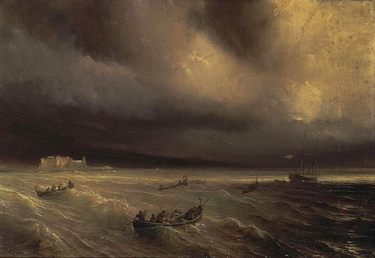 Storm in the Sea, vintage artwork by Theodore Gudin, A3 (16x12") Poster Print