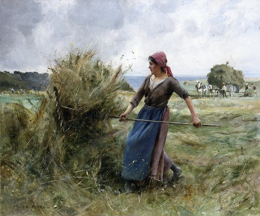 Peasant with Hay, vintage artwork by Julien Dupre, 12x8" (A4) Poster