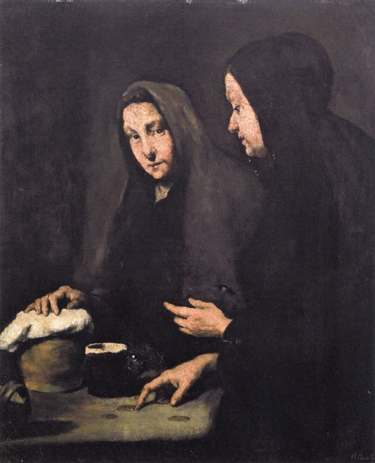 Two Maids, vintage artwork by Theodule-Augustin Ribot, 12x8" (A4) Poster