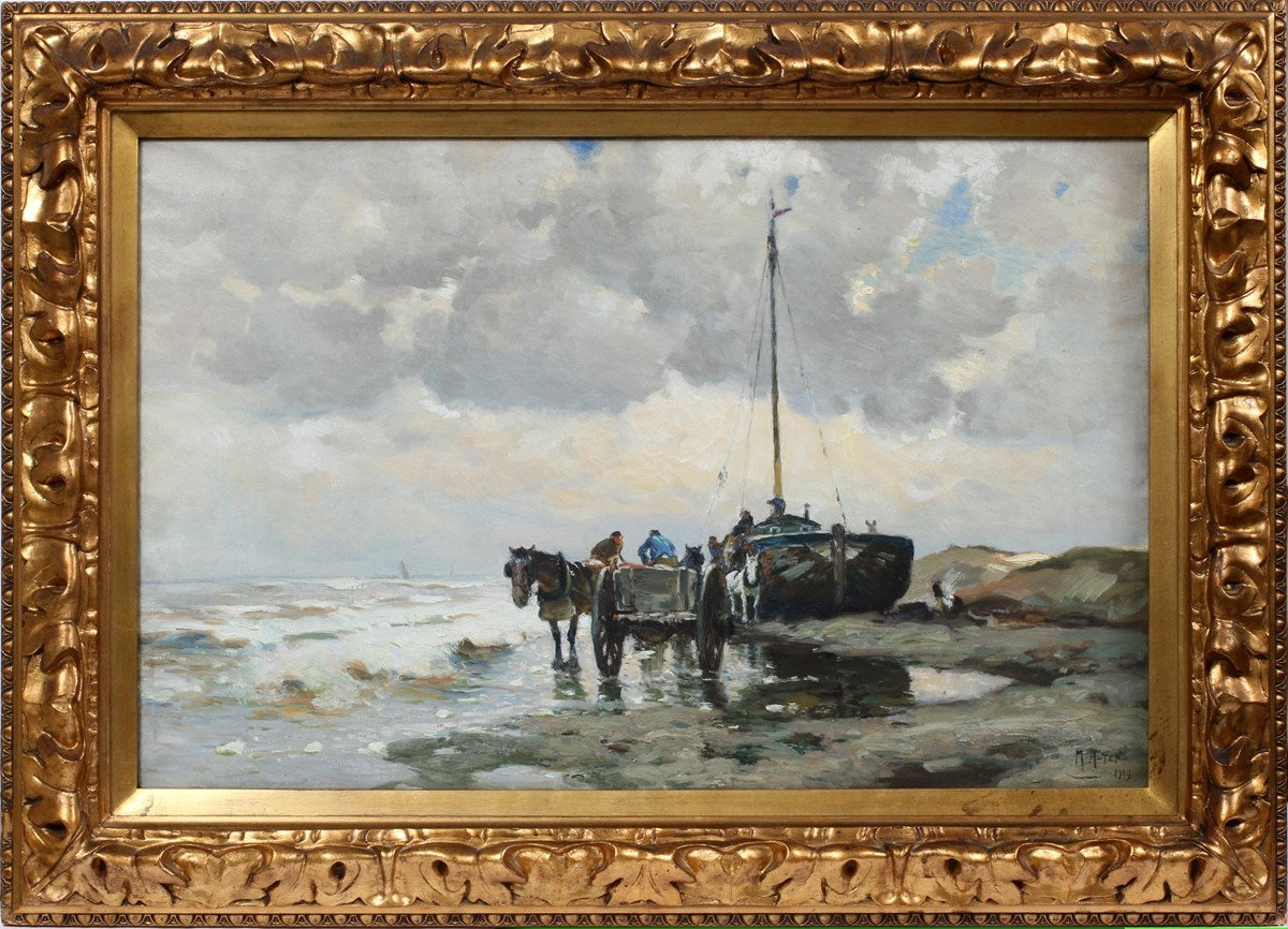 The Stranded Herring Boat, vintage artwork by Mathias Joseph Alten, 12x8" (A4) Poster