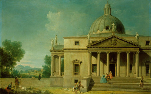 Capriccio with a view of Mereworth Castle, Kent, vintage artwork by Antonio Visentini, 12x8" (A4) Poster