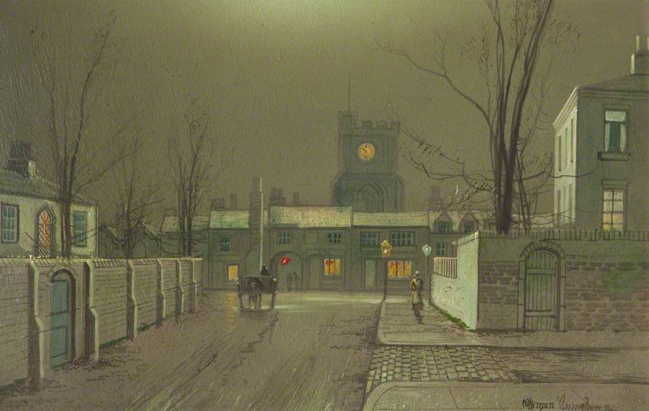 Liverpool Docks (panel 4), vintage artwork by Attributed to John Atkinson Grimshaw, 12x8" (A4) Poster