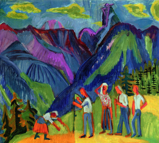 Bergheuer, Heuer auf der Alp, vintage artwork by Ernst Ludwig Kirchner, 12x8" (A4) Poster