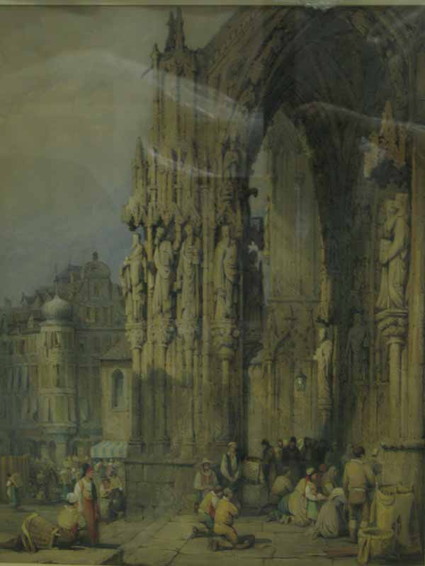 Chartres Cathedral, vintage artwork by Samuel Prout, 12x8" (A4) Poster