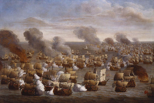 The Battle of the Texel (Kijkuin), 21 August 1673, vintage artwork by Willem van der Velde the Elder, 12x8" (A4) Poster