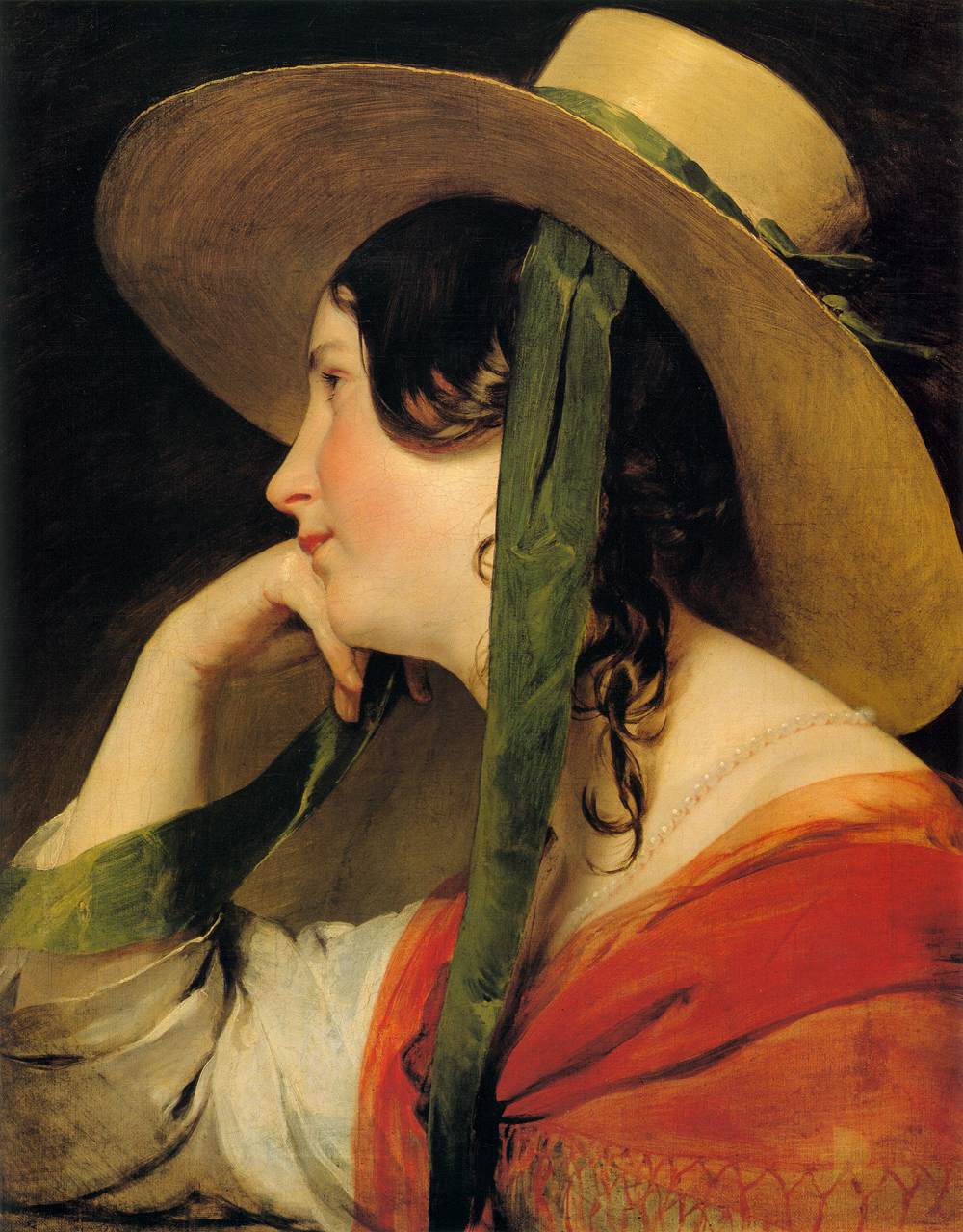 Girl in Yellow Hat, vintage artwork by Friedrich von Amerling, A3 (16x12") Poster Print