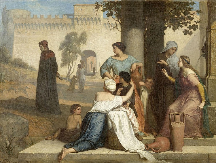 Historical scene from the life of Dante, vintage artwork by Edouard Hamman, A3 (16x12") Poster Print