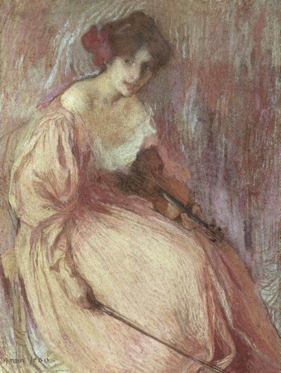 The Young Violinist by Edmond-Franaois Aman-Jean,A3(16x12")Poster