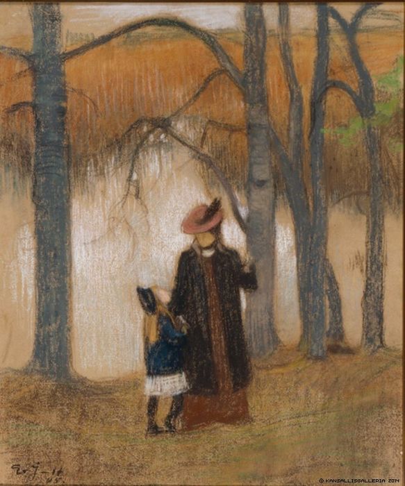 The Artist's Wife and Daughter by Eero Jarnefelt,A3(16x12")Poster