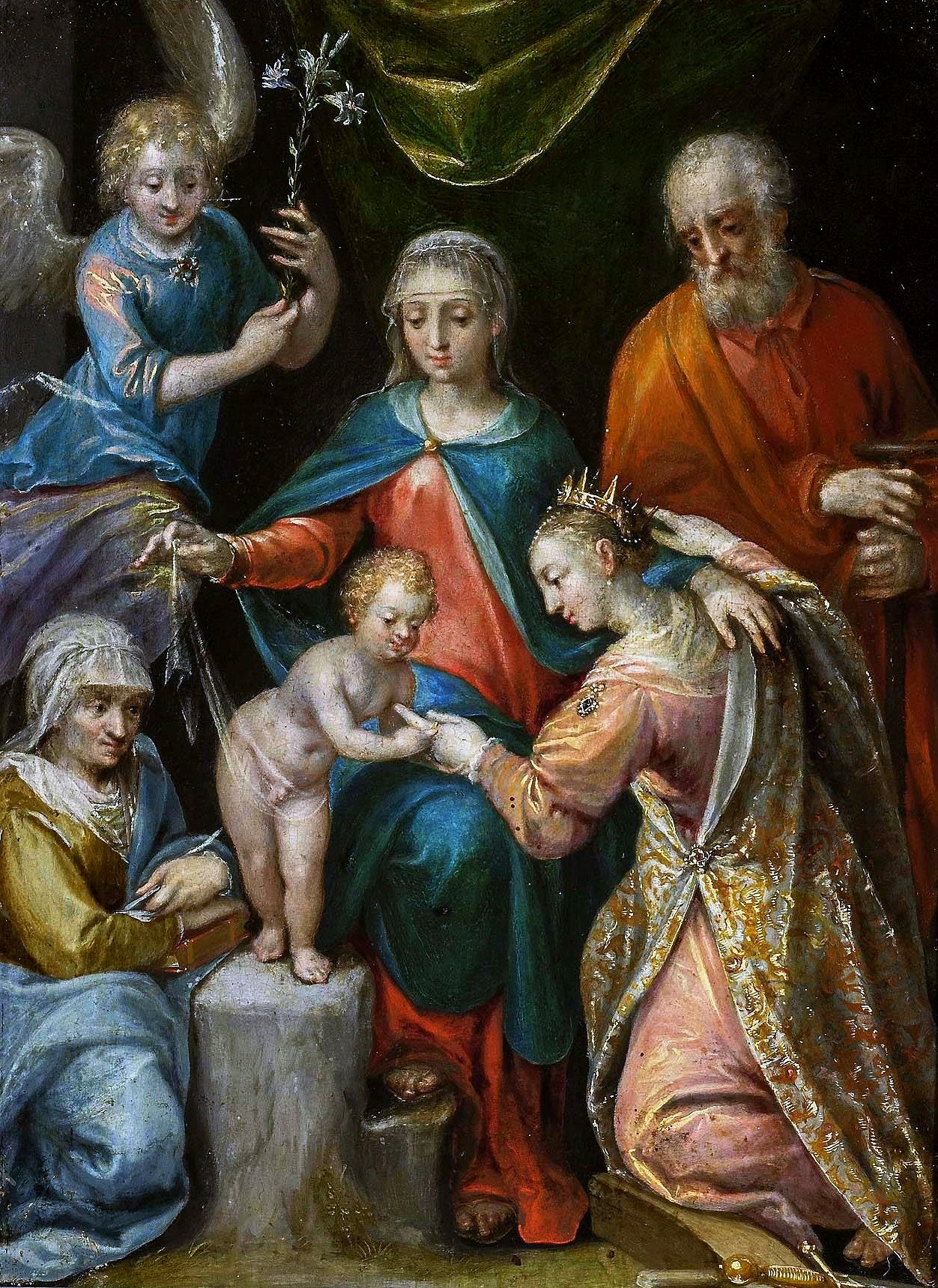 The Mystical Marriage of Saint Catherine, vintage artwork by Dirk de Quade van Ravesteyn, 12x8" (A4) Poster