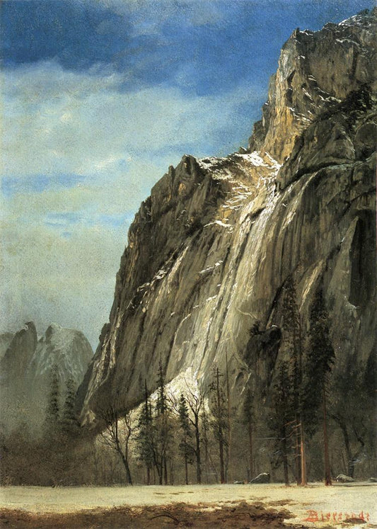 Cathedral Rocks, A Yosemite View, vintage artwork by Albert Bierstadt, 12x8" (A4) Poster