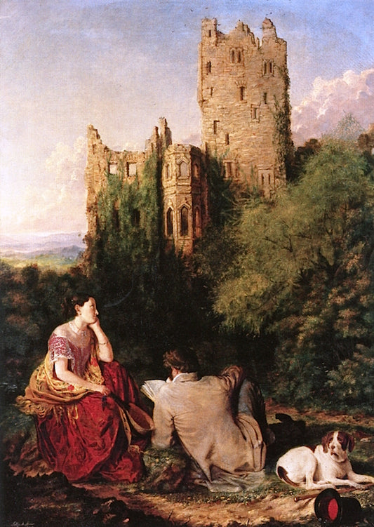 Reading the Legend, vintage artwork by Lilly Martin Spencer, 12x8" (A4) Poster