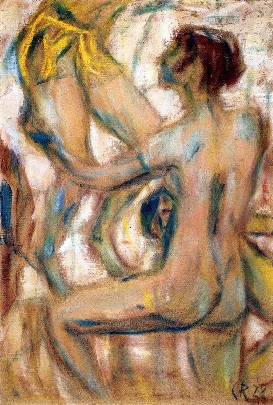 A Game on the Beach, vintage artwork by Christian Rohlfs, 12x8" (A4) Poster