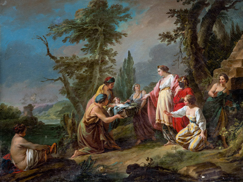 Moses Saved from the Waters, vintage artwork by Louis Jean François Lagrenee, 12x8" (A4) Poster