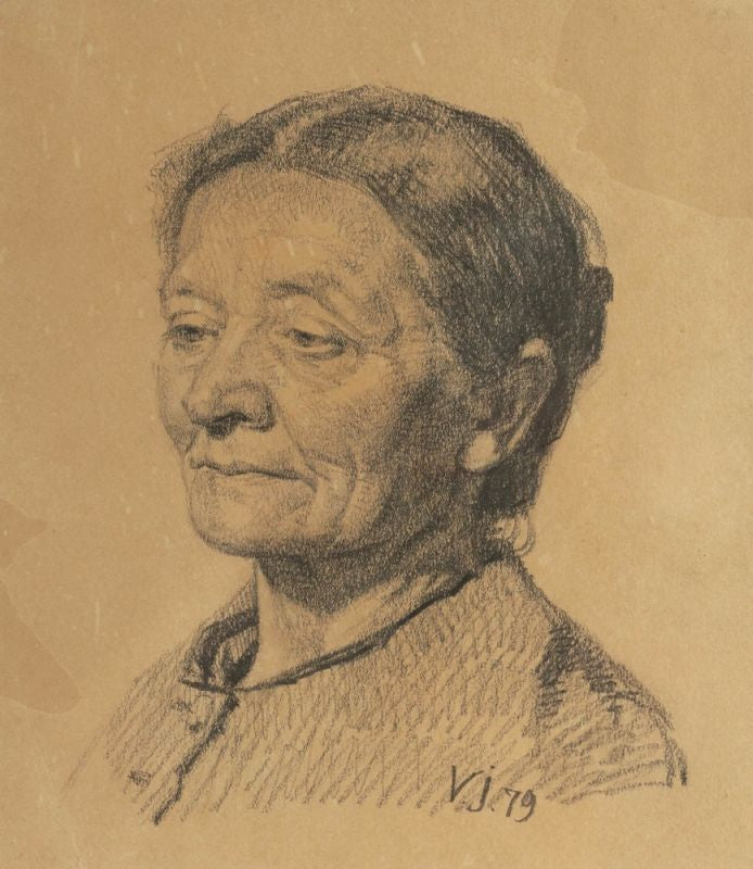 Portrait of an Old Nana, vintage artwork by Viggo Johansen, 12x8" (A4) Poster