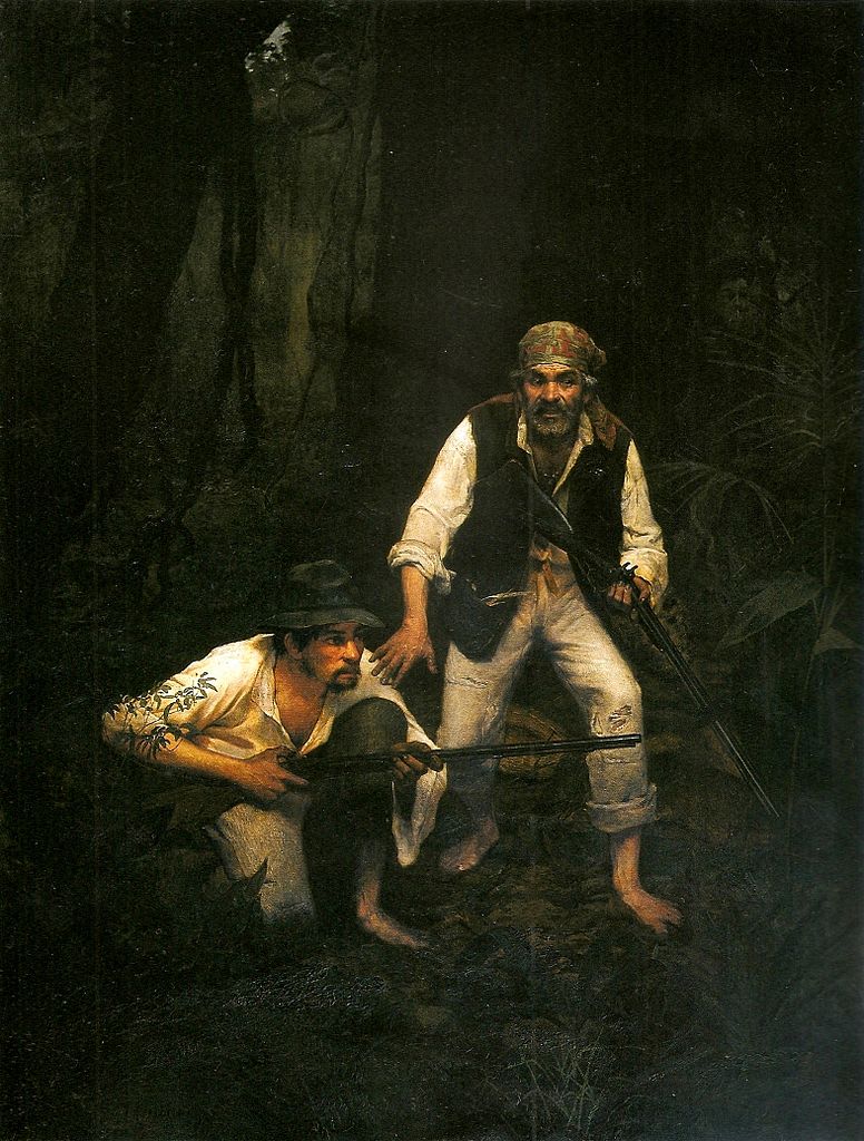 Decoying Countrymen, vintage artwork by Jose Ferraz de Almeida Junior, 12x8" (A4) Poster