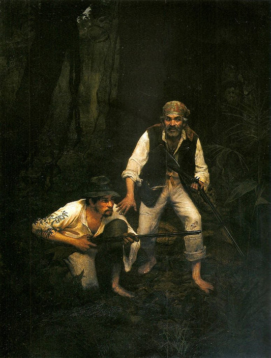 Decoying Countrymen, vintage artwork by Jose Ferraz de Almeida Junior, 12x8" (A4) Poster