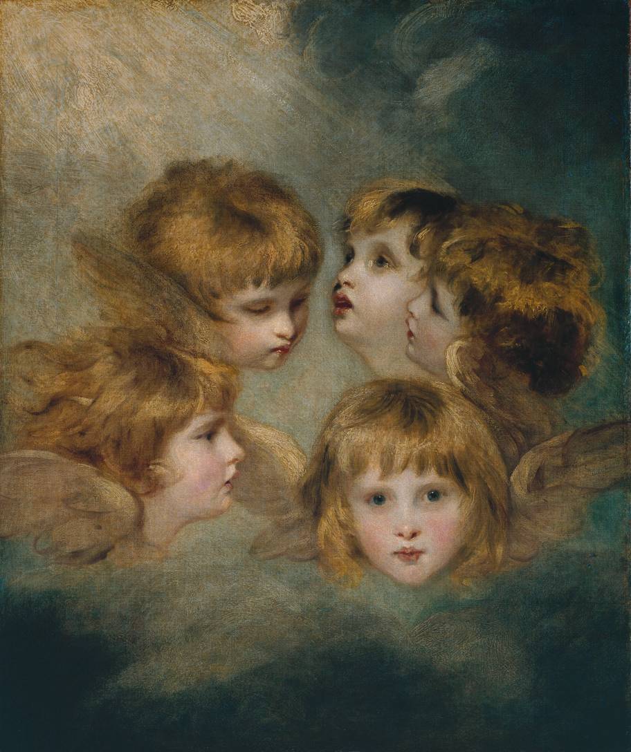 A Child's Portrait in Different Views, vintage artwork by Sir Joshua Reynolds, 12x8" (A4) Poster