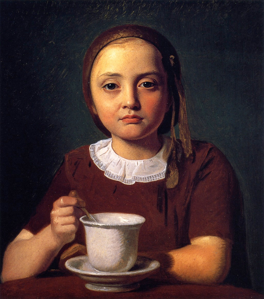 Portrait of a Little Girl, Elise Købke, with a Cup in Front of Her, vintage artwork by Constantin Hansen, A3 (16x12") Poster Print
