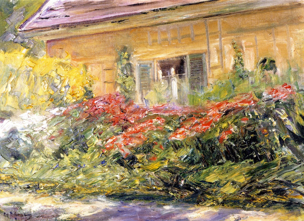 Flowers at the Gardener's House toward the North, vintage artwork by Max Liebermann, 12x8" (A4) Poster