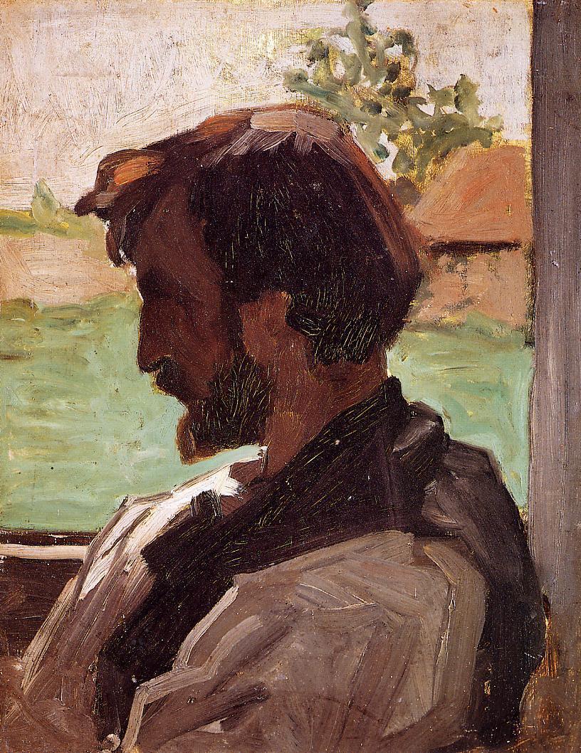 Self Portrait at Saint-Sauveur, vintage artwork by Jean Frederic Bazille, 12x8" (A4) Poster