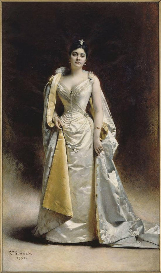 Portrait of madame Albert Cahen d’Anvers, vintage artwork by Leon Joseph Florentin Bonnat, 12x8" (A4) Poster