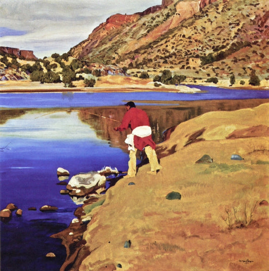 Along the Rio Grande, vintage artwork by Walter Ufer, 12x8" (A4) Poster