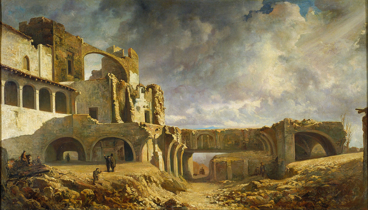 Ruins of the Palace, vintage artwork by Ramon Marti Alsina, 12x8" (A4) Poster