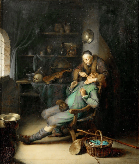 A Tooth Extraction, vintage artwork by Gerrit Dou, 12x8" (A4) Poster