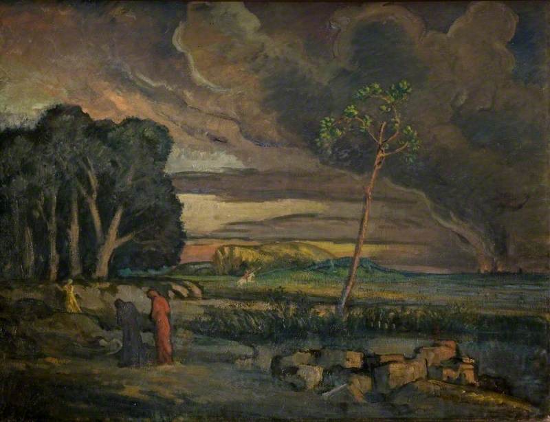 Landscape with Saint George and the Dragon, vintage artwork by Roger Eliot Fry, 12x8" (A4) Poster