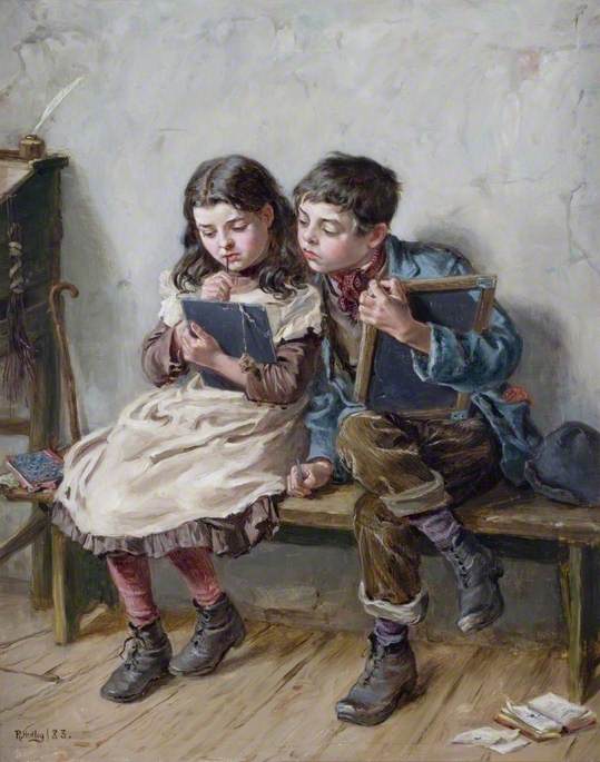 In School, vintage artwork by Ralph Hedley, 12x8" (A4) Poster