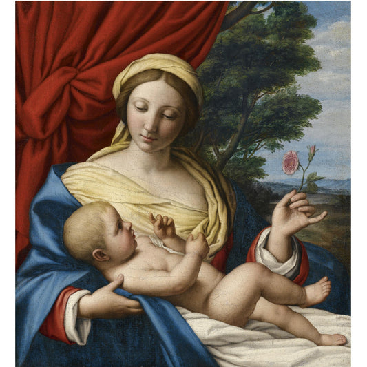 Madonna with a Rose, vintage artwork by Giovanni Salvi da Sassoferrato, 12x8" (A4) Poster