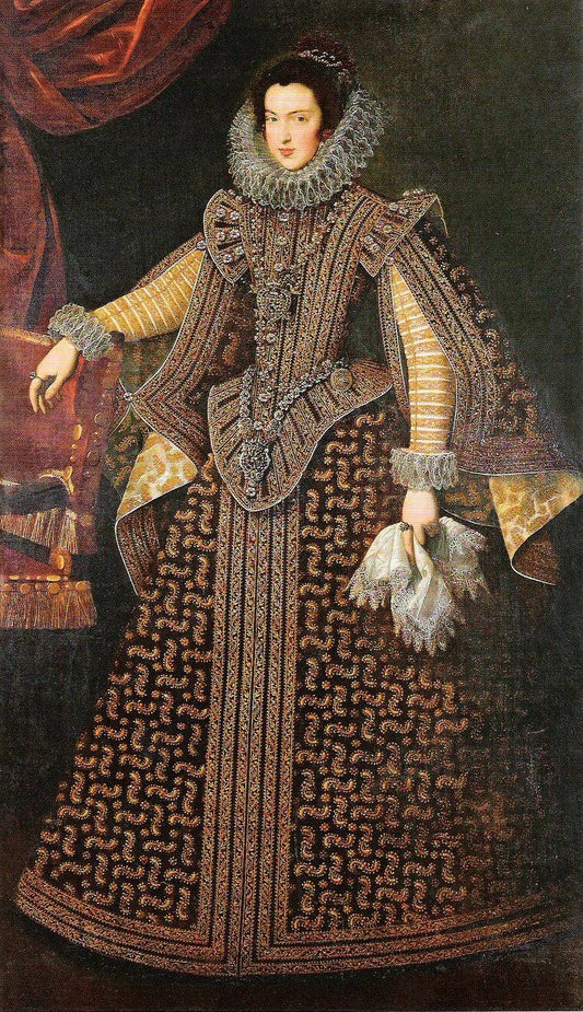 Isabel de Borbon, vintage artwork by Attributed to Juan van der Hamen, 12x8" (A4) Poster