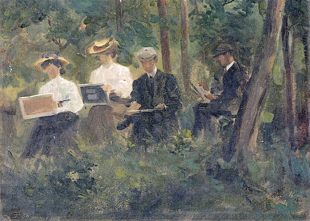 Open Air Art Class, vintage artwork by Pierre Adolphe Valette, 12x8" (A4) Poster
