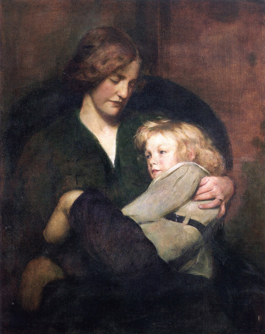 Mother and Child, Sleepy Boy, vintage artwork by Edith Mitchill Prellwitz, 12x8" (A4) Poster