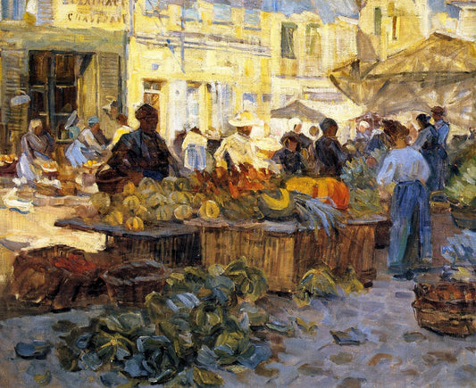Marketplace, vintage artwork by Helen Galloway McNicoll, 12x8" (A4) Poster