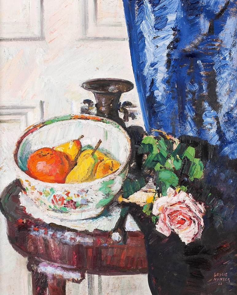 Pink Rose and Fruit by George Leslie Hunter,16x12(A3) Poster