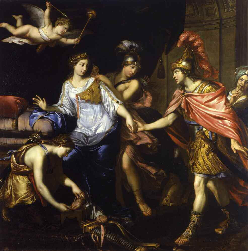 Alexander meets the queen of the Amazons, vintage artwork by Pierre Mignard, 12x8" (A4) Poster