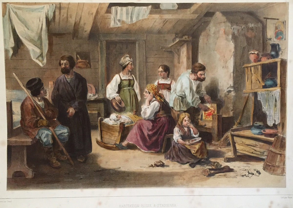 Habitation Russe a Stadienka, vintage artwork by Pierre François Eugène Giraud, A3 (16x12") Poster Print