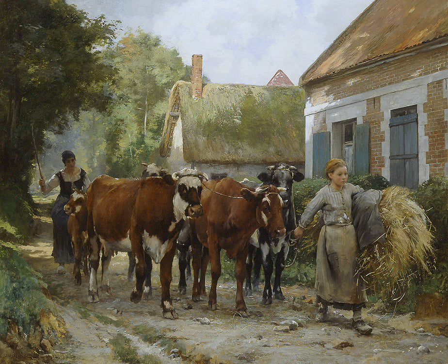 The Return to the Village by Julien Dupre,A3(16x12")Poster