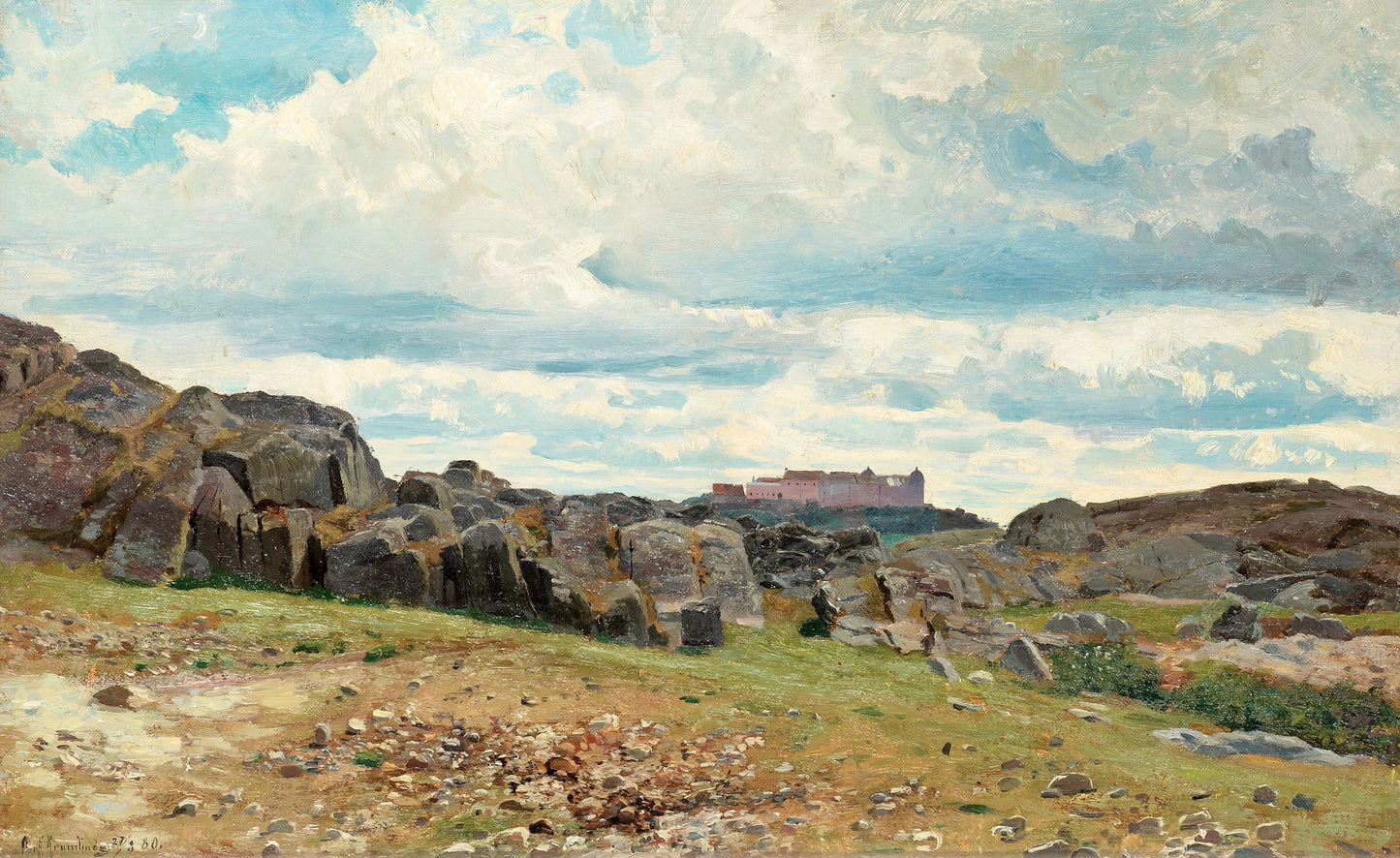 View of Uppsala Castle, vintage artwork by Olaf Krumlinde, 12x8" (A4) Poster
