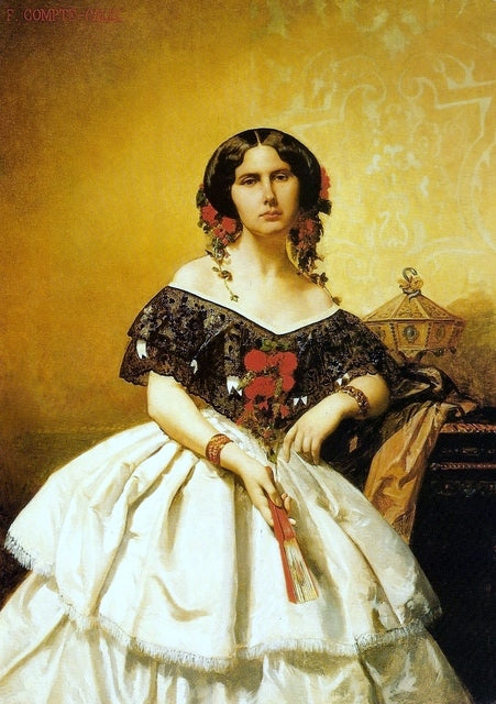 Portrait of the Marchioness of Itamaraty, vintage artwork by François-Claudius Compte-Calix, A3 (16x12") Poster Print