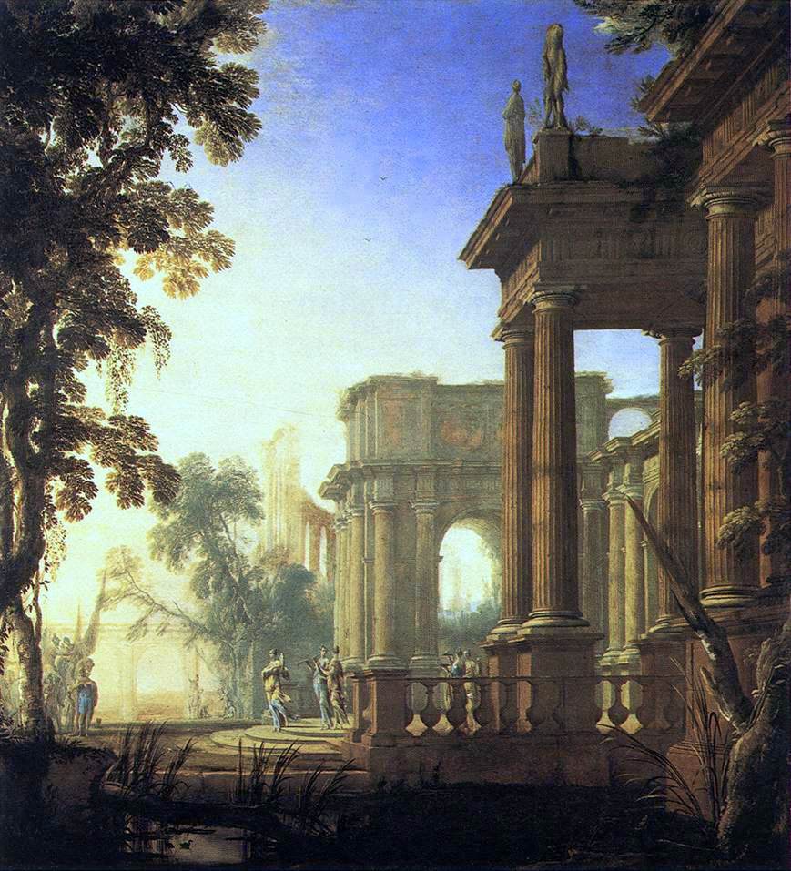 Landscape with Jephthah and his Daughter, vintage artwork by Henri Mauperche, 12x8" (A4) Poster