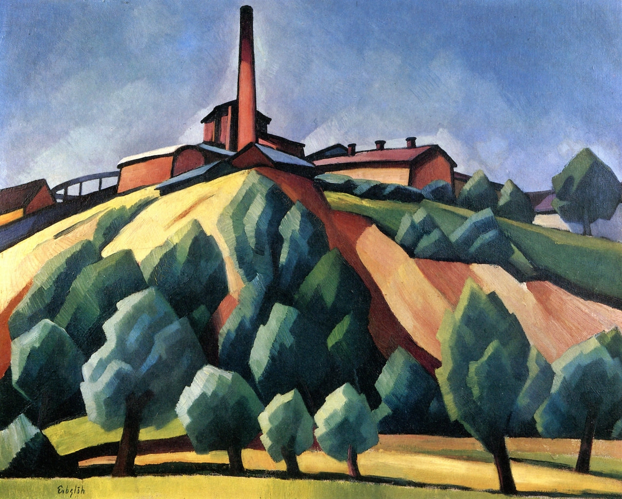 Sugar Factory in Warburg, vintage artwork by Adolf Erbslöh, 12x8" (A4) Poster